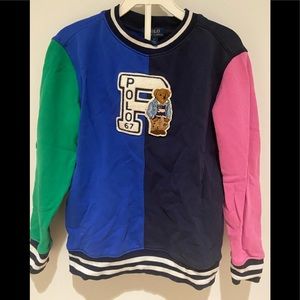 Kids, Polo, bear, color block varsity sweatshirt